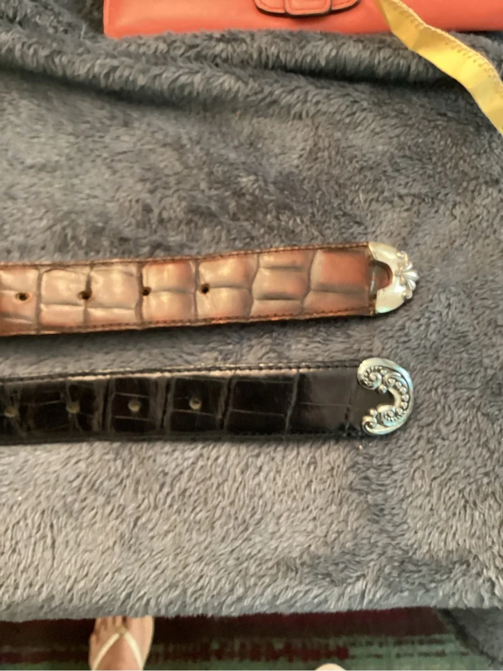 Barse Vintage  Leather Belts with Decorative Silver Buckle - Brown and Black